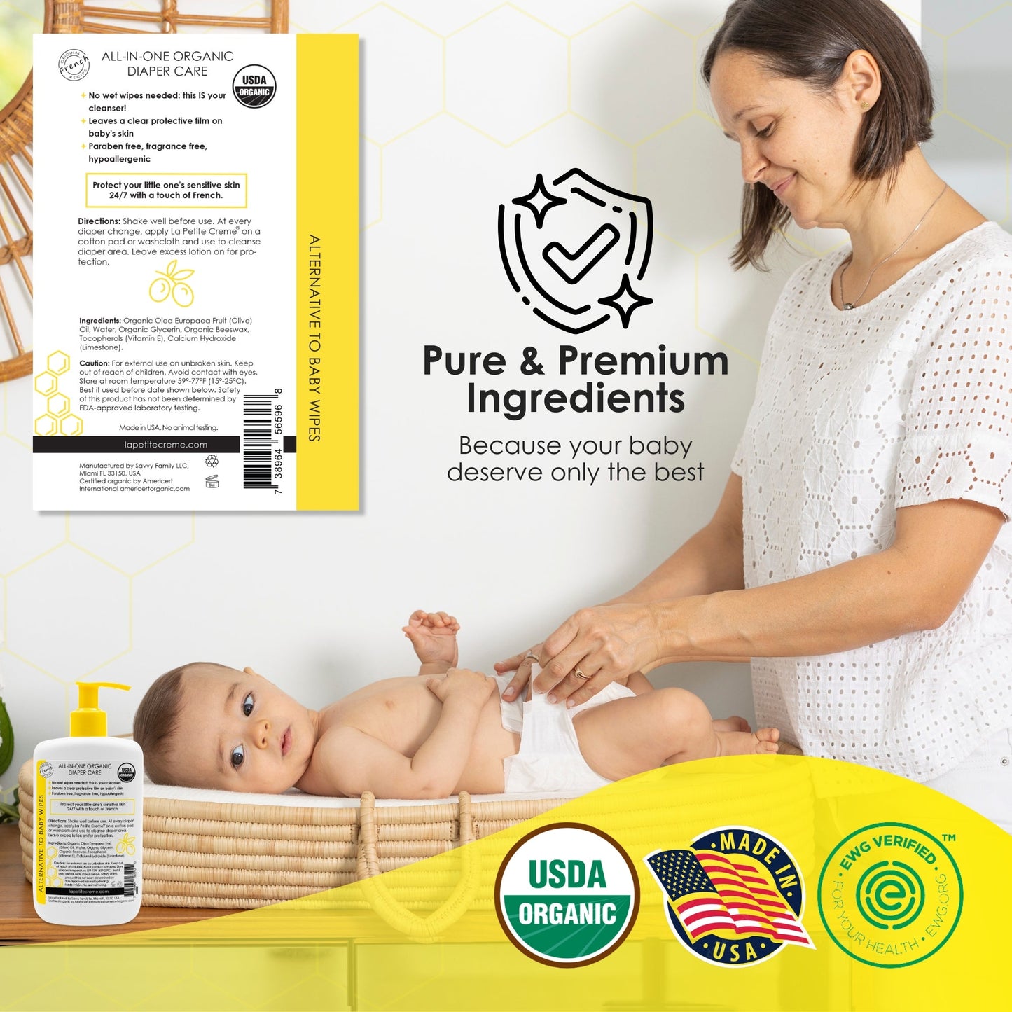 La Petite Cream Organic French Diapering Liniment Lotion - Pump Bottle - 8 oz