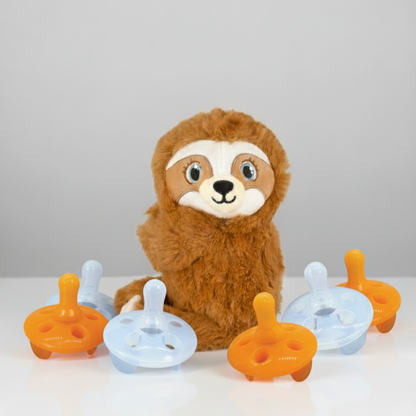 Shusher Sloth + 6-Pack Shushie Pacifiers Bundle