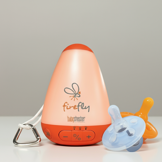 Shusher Firefly Portable Baby Sound Machine + Shushie Pacifier 2-Pack Bundle