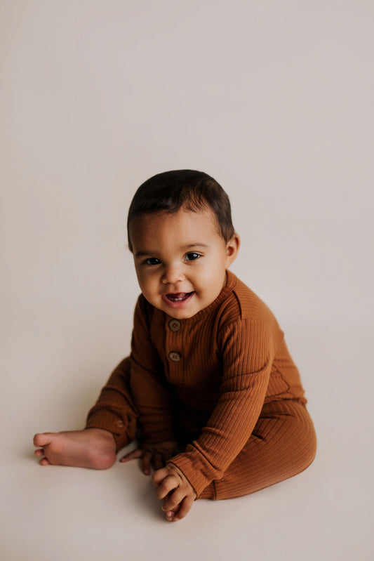 Three Little Tots Clay Baby Ribbed Playsuit with Pockets