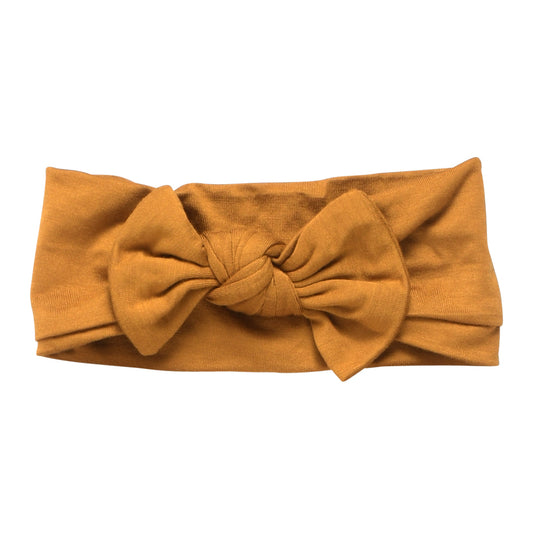 Three Little Tots Golden Harvest Orange Knotted Newborn Headband Bow