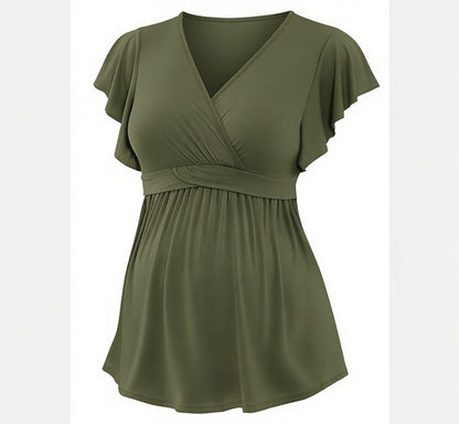 Flowy V-Neck Maternity Nursing Top - Delilah's Maternity