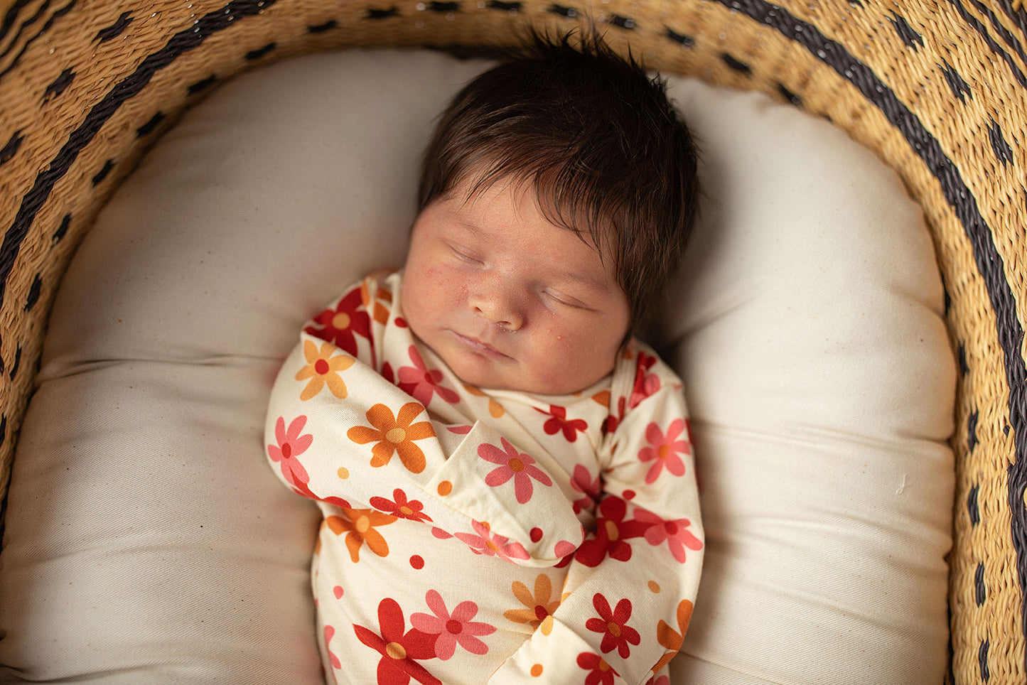 Three Little Tots 70s Groovy Flower Knotted Newborn Baby Gown