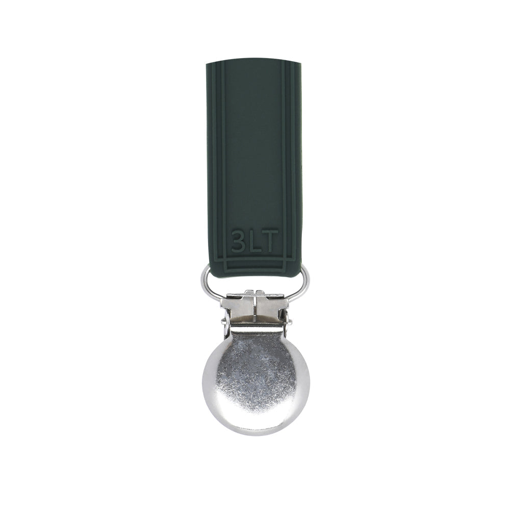 Three Little Tots Classic Hunter Green All Silicone One Piece Pacifier Clip