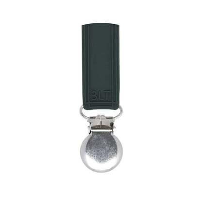 Three Little Tots Classic Hunter Green All Silicone One Piece Pacifier Clip