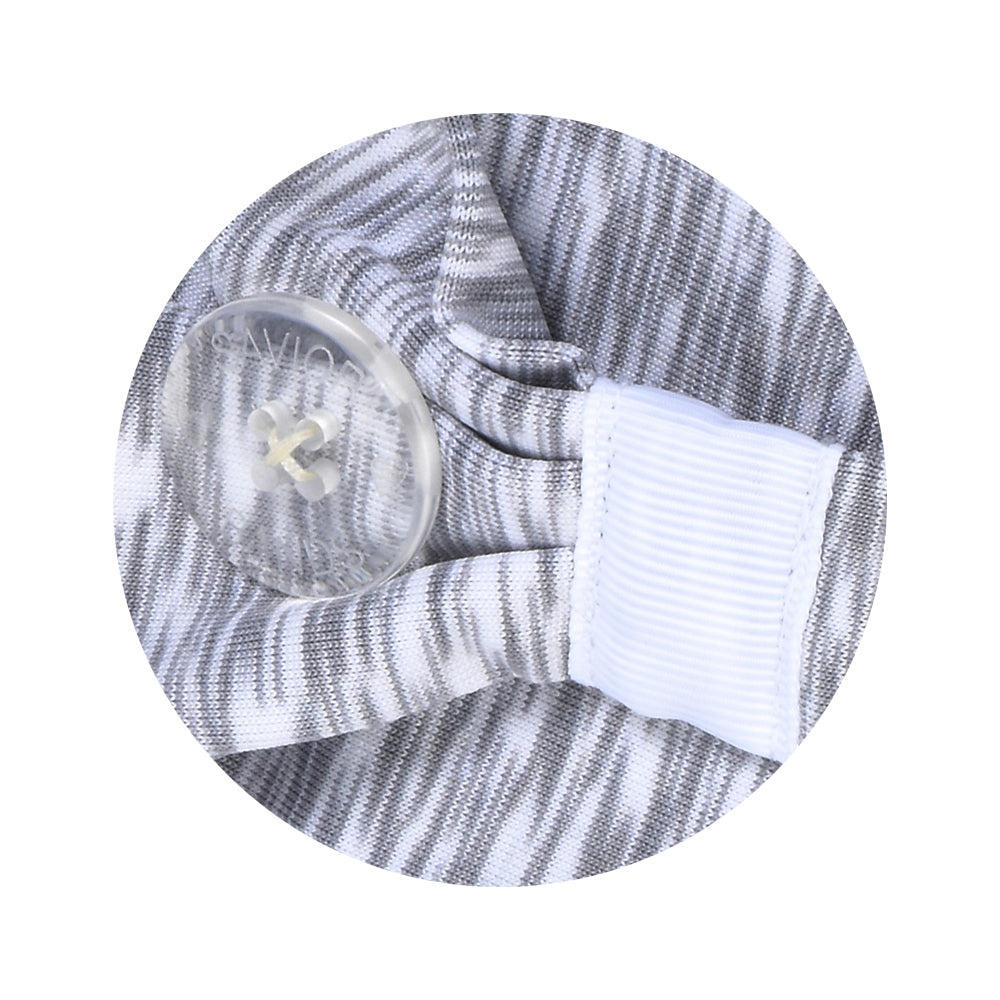 Three Little Tots Cozy Light Gray Savior Headbands with Buttons For Masks