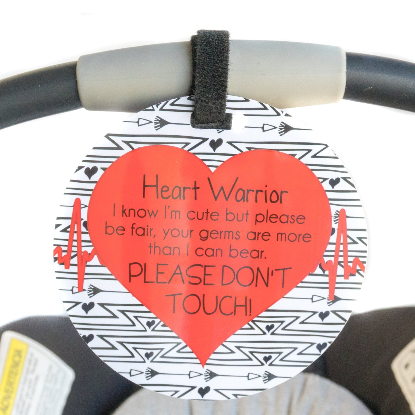 Three Little Tots Heart Warrior No Touching Baby Car Seat Tag