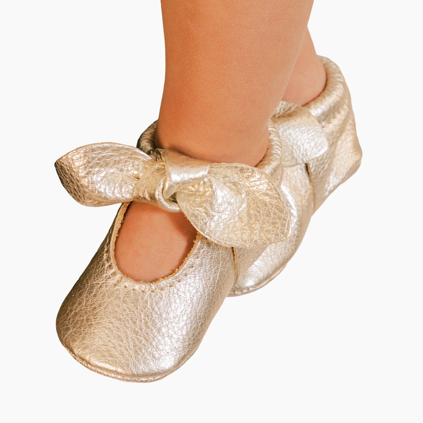 Freshly Picked Newborn Platinum Knotted Bow Baby Shoe
