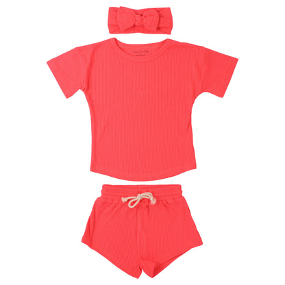 Three Little Tots Hot Pink Summer Waffle Set