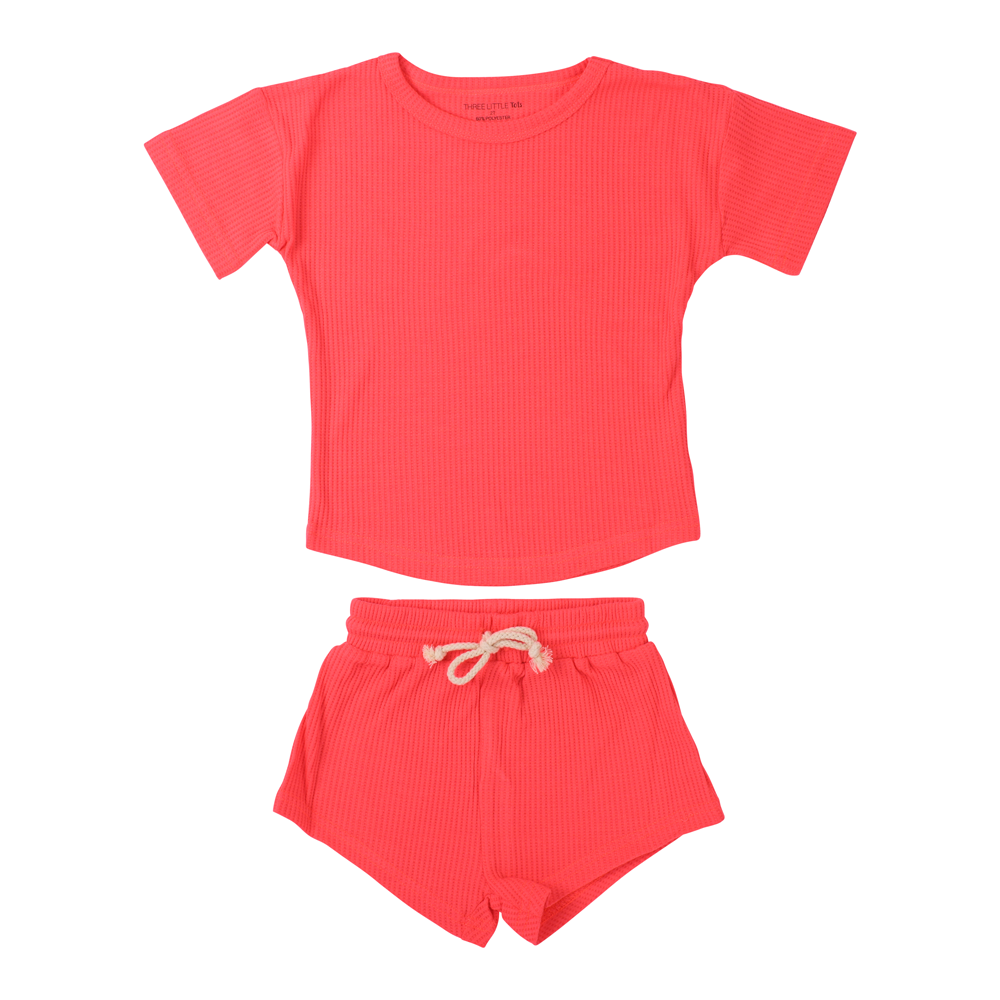 Three Little Tots Hot Pink Summer Waffle Set