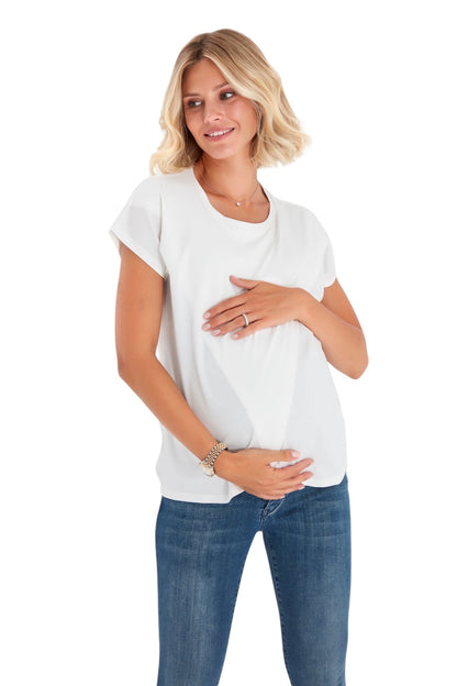 Accouchée Handy Crossover Short Sleeve Cotton Maternity/Nursing Top