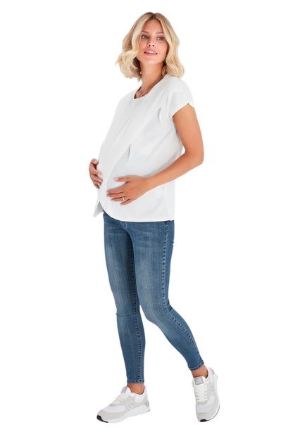 Accouchée Handy Crossover Short Sleeve Cotton Maternity/Nursing Top