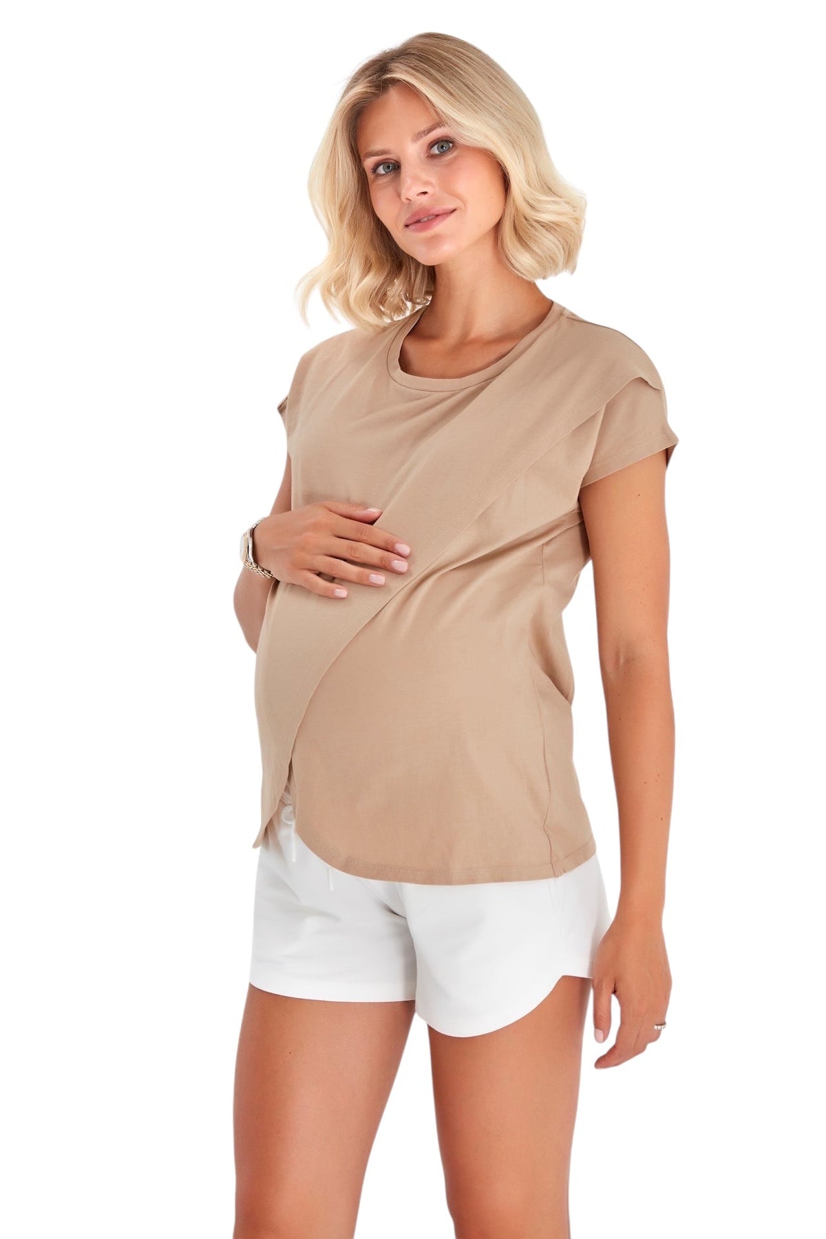 Accouchée Handy Crossover Short Sleeve Cotton Maternity/Nursing Top
