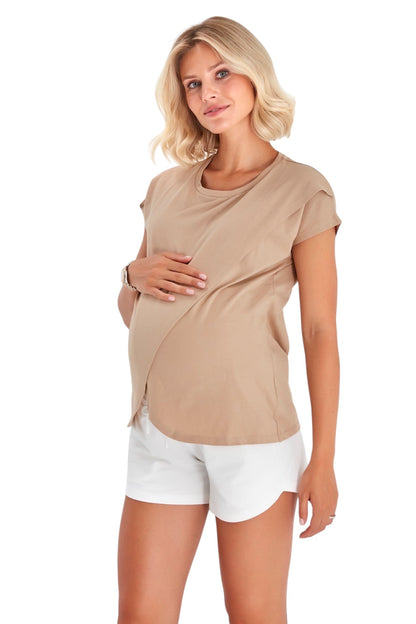 Accouchée Handy Crossover Short Sleeve Cotton Maternity/Nursing Top