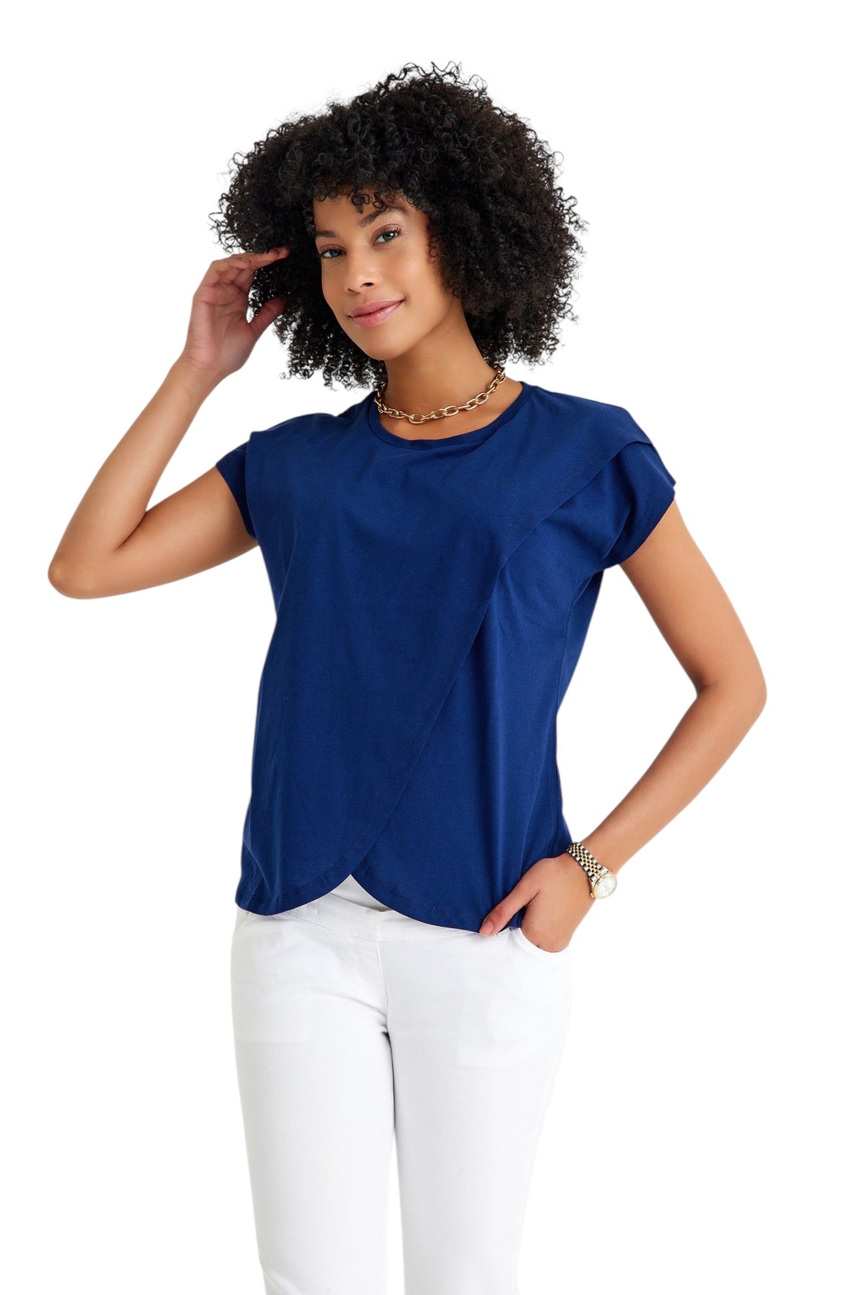 Accouchée Handy Crossover Short Sleeve Cotton Maternity/Nursing Top