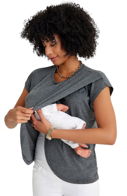 Accouchée Handy Crossover Short Sleeve Cotton Maternity/Nursing Top
