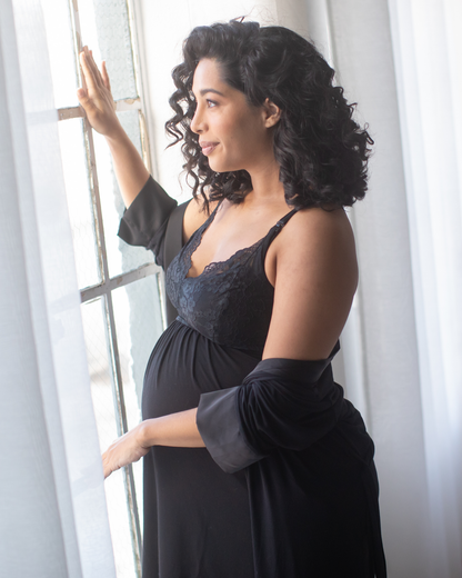 Kindred Bravely Lucille Maternity & Nursing Nightgown Black