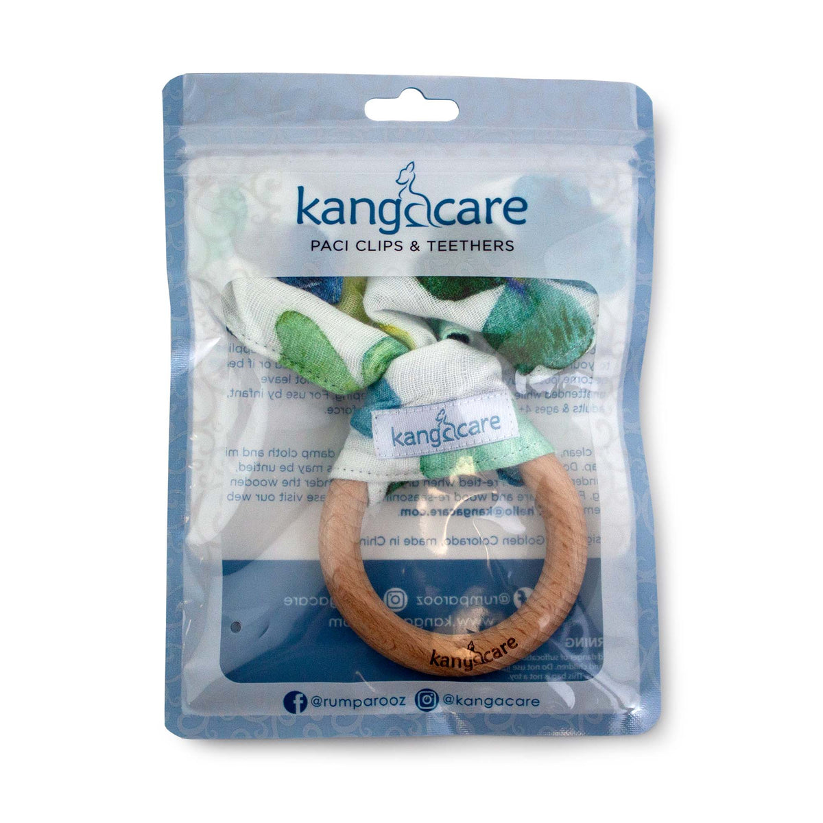 Kanga Care Muslin Crinkle Bunny Ear Teething Ring - Clover