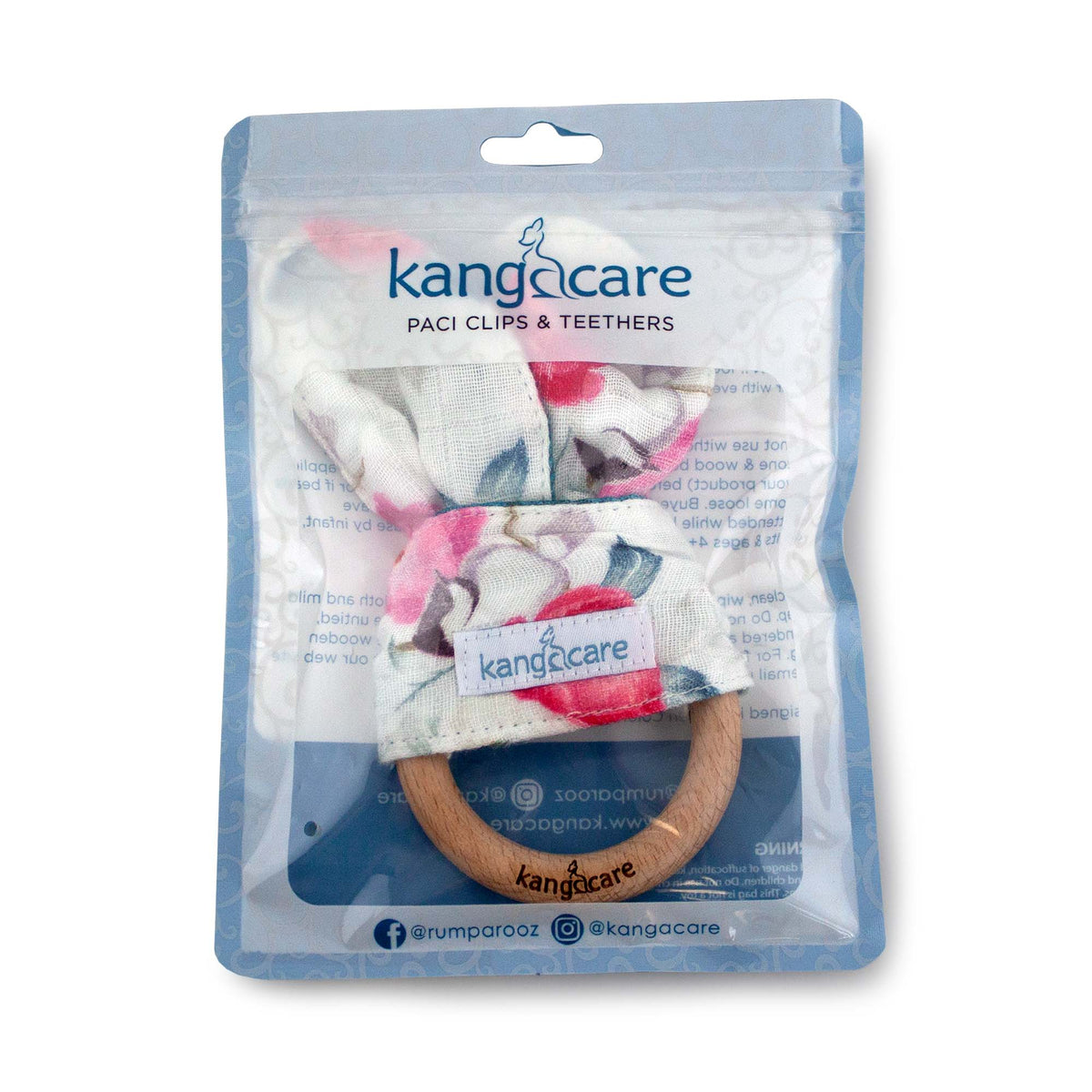 Kanga Care Muslin Crinkle Bunny Ear Teething Ring - Lily