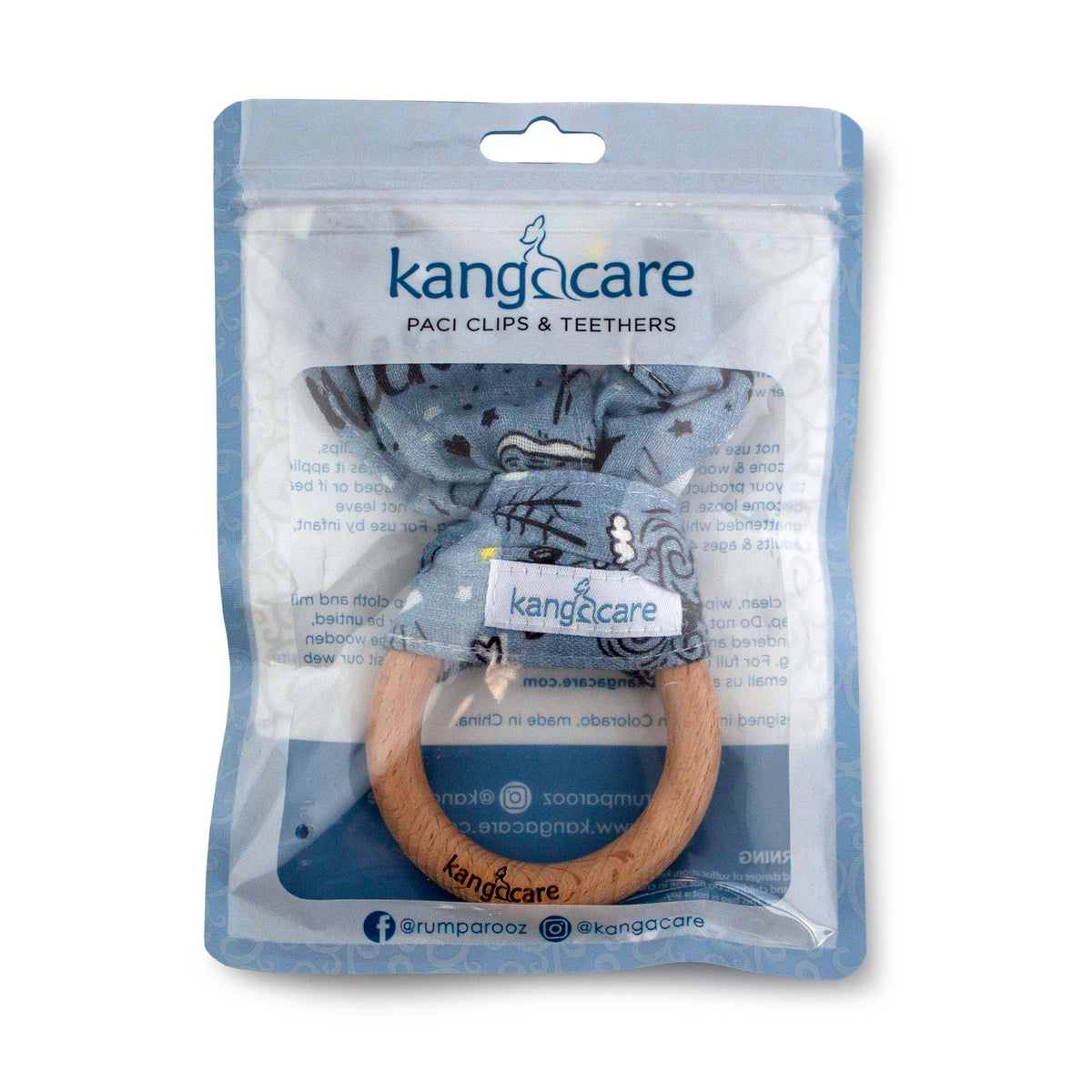 Kanga Care Muslin Crinkle Bunny Ear Teething Ring - Wander