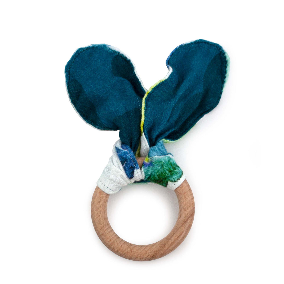 Kanga Care Muslin Crinkle Bunny Ear Teething Ring - Clover