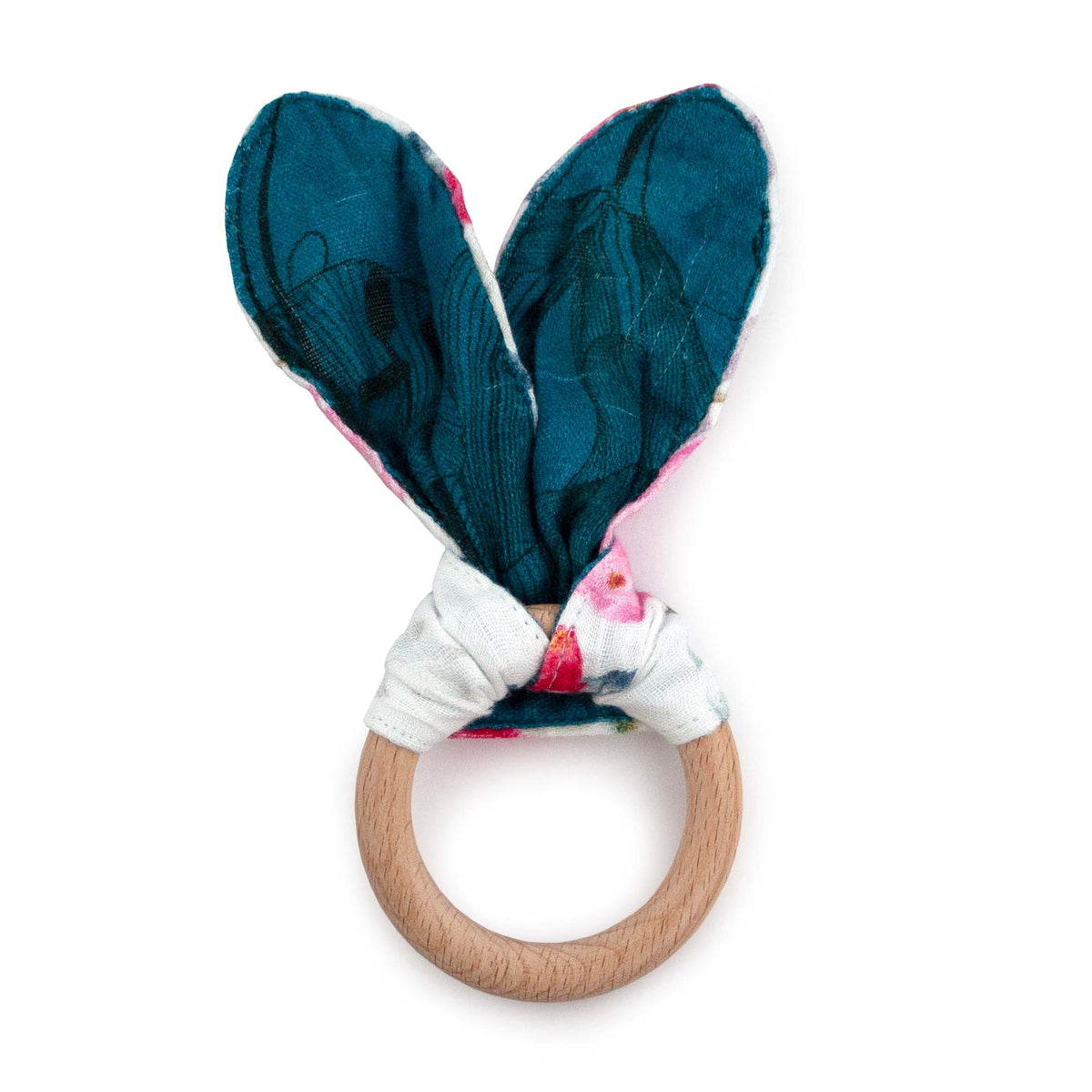 Kanga Care Muslin Crinkle Bunny Ear Teething Ring - Lily