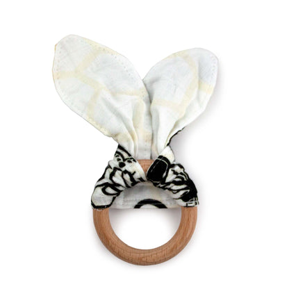 Kanga Care Muslin Crinkle Bunny Ear Teething Ring - Unity