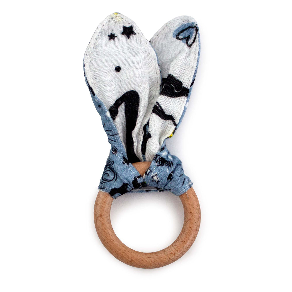 Kanga Care Muslin Crinkle Bunny Ear Teething Ring - Wander