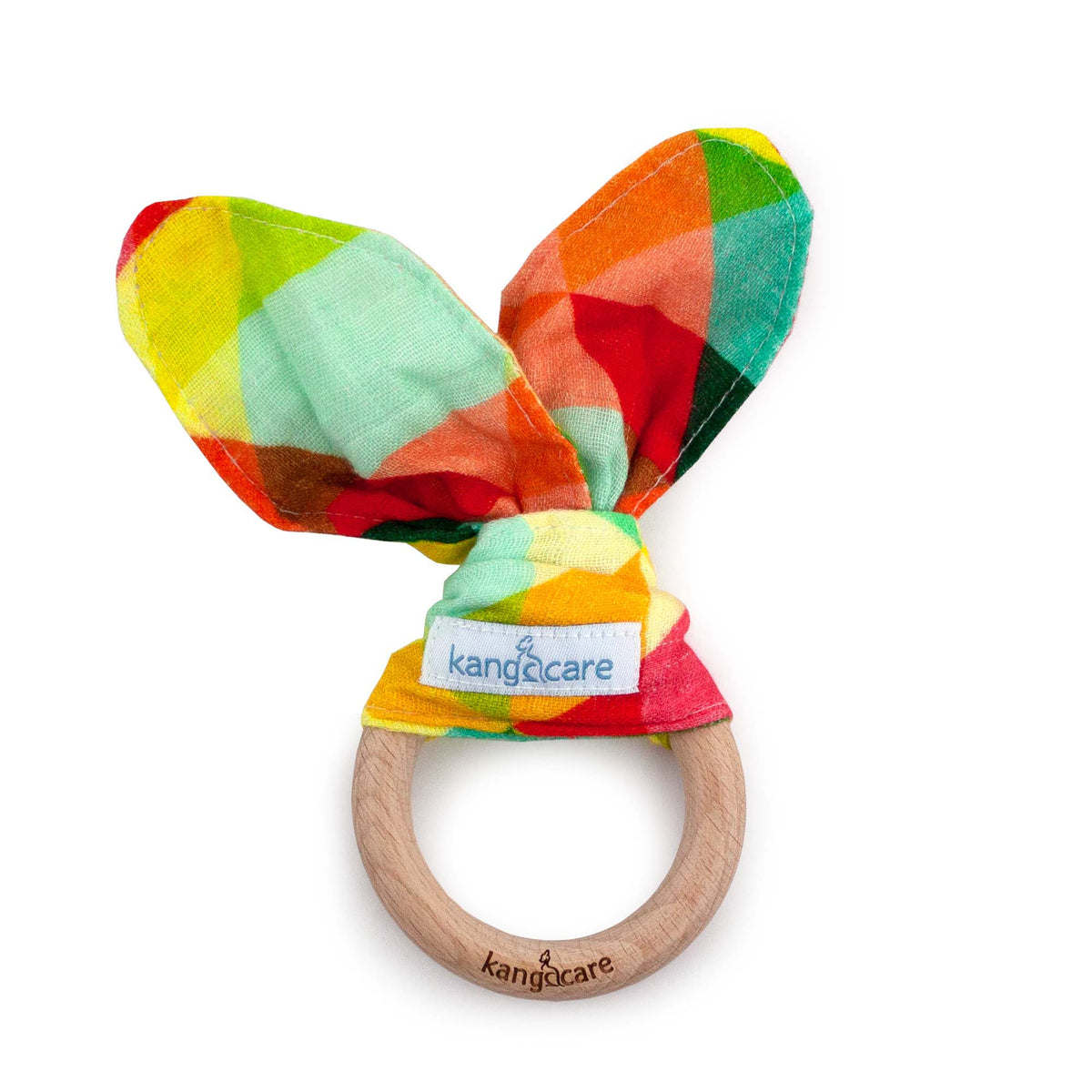 Kanga Care Muslin Crinkle Bunny Ear Teething Ring - Finn