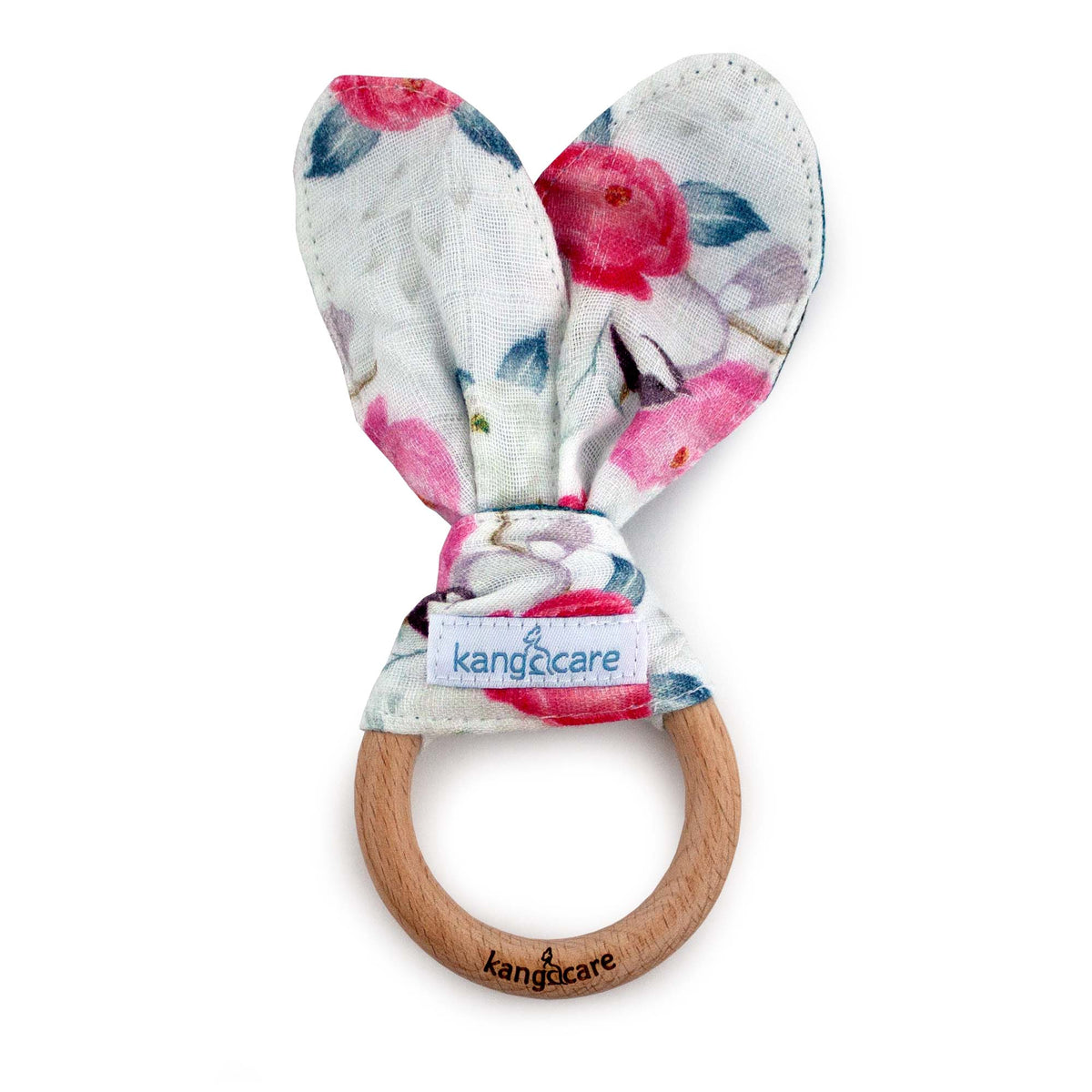 Kanga Care Muslin Crinkle Bunny Ear Teething Ring - Lily