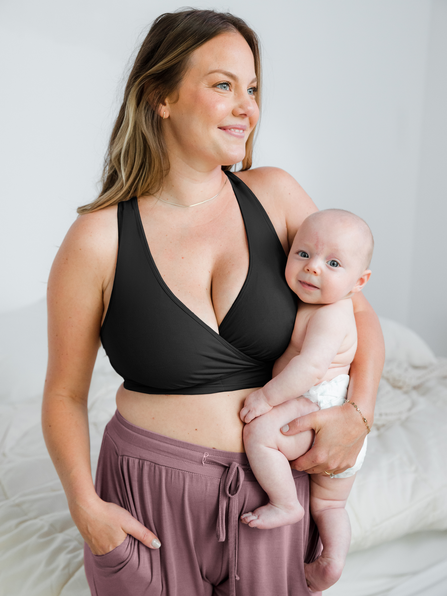 Kindred Bravely French Terry Racerback Nursing & Sleep Bra Black