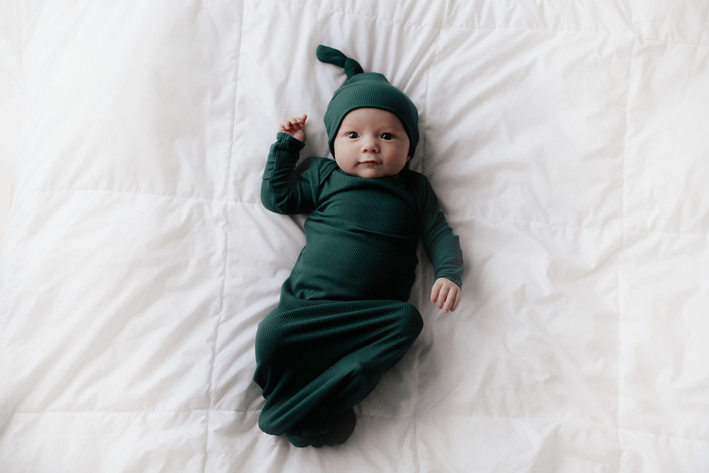 Three Little Tots Forest Green Knotted Newborn Baby Gown