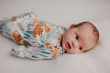 Three Little Tots Dinosaur Themed Newborn Knotted Gown