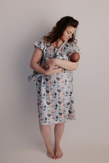 Three Little Tots Flower Bloom Labor and Delivery Nursing Hospital Gown