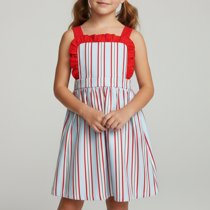 The Little Lemons Company All-American Stripes Dress with Ruffles
