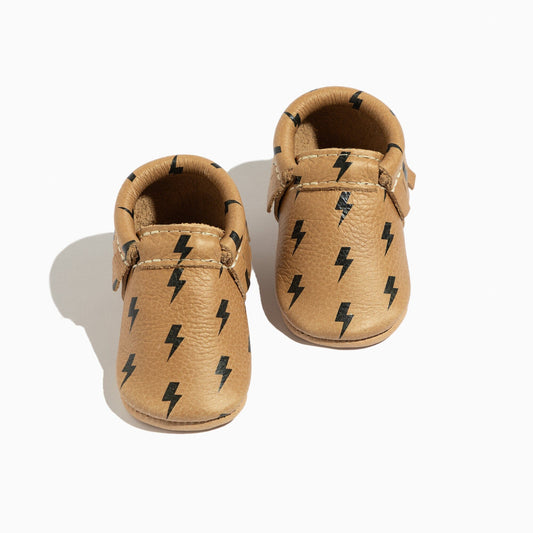Freshly Picked Weathered Brown Lightning Moccasin Baby Shoe