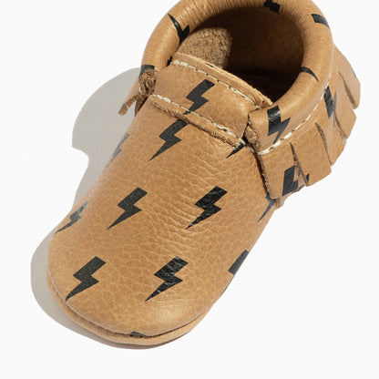 Freshly Picked Weathered Brown Lightning Moccasin Baby Shoe