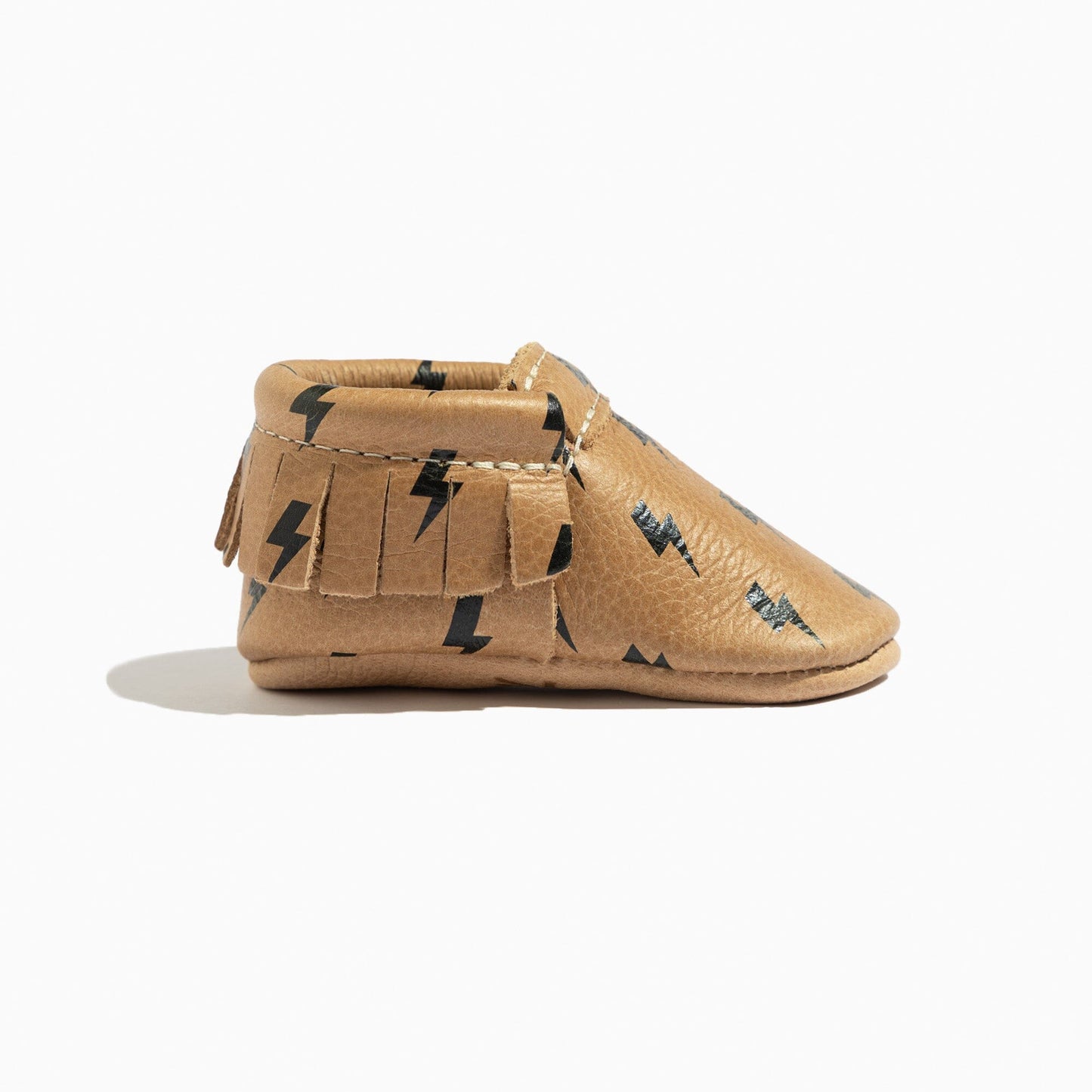 Freshly Picked Weathered Brown Lightning Moccasin Baby Shoe