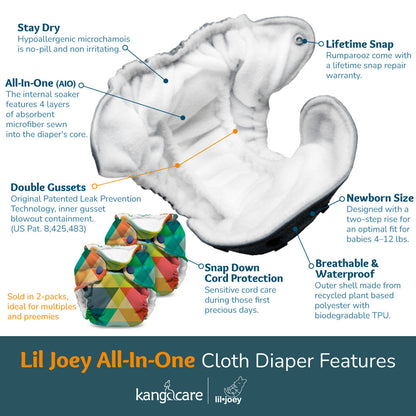 Kanga Care Lil Joey All In One Cloth Diaper (2 pk) - Clyde
