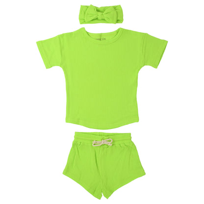 Three Little Tots Lime Green Waffle Set