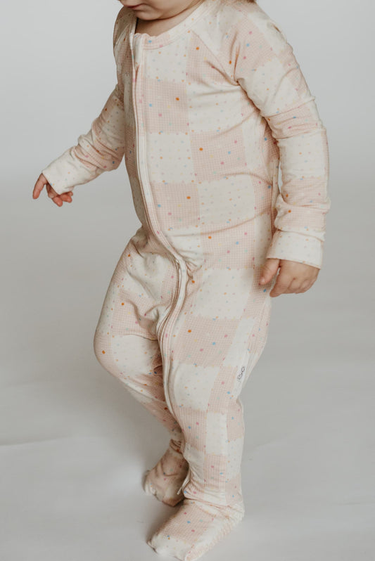 LURE Peek-a-Boo Baby Sleeper Blush Sprinkle / Checkered