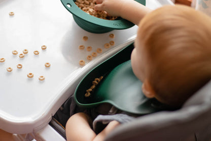 Three Little Tots Forrest Green Silicone Bib with Crumb Catcher