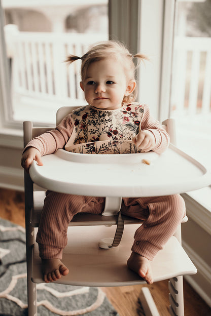 Three Little Tots Floral Silicone Bib with Crumb Catcher