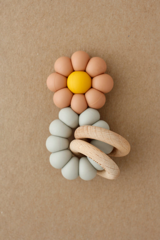 littleCHEW Teether - Chamomile | Dusty Coral