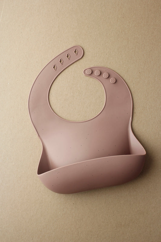 littleCHEW Silicone Baby Bib - Speckle Dusty Mauve