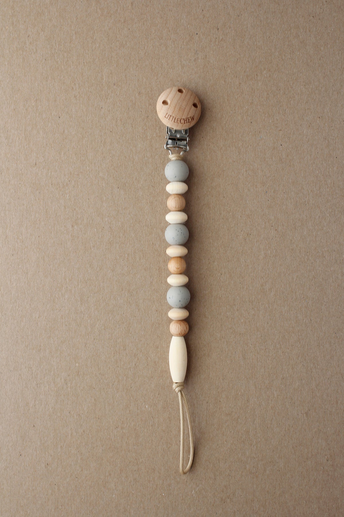 littleCHEW Pacifier Clip - Omar | Speckled Taupe