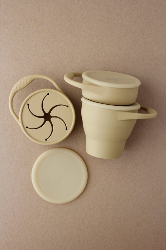 littleCHEW Foldable Silicone Snack Cup - Khaki
