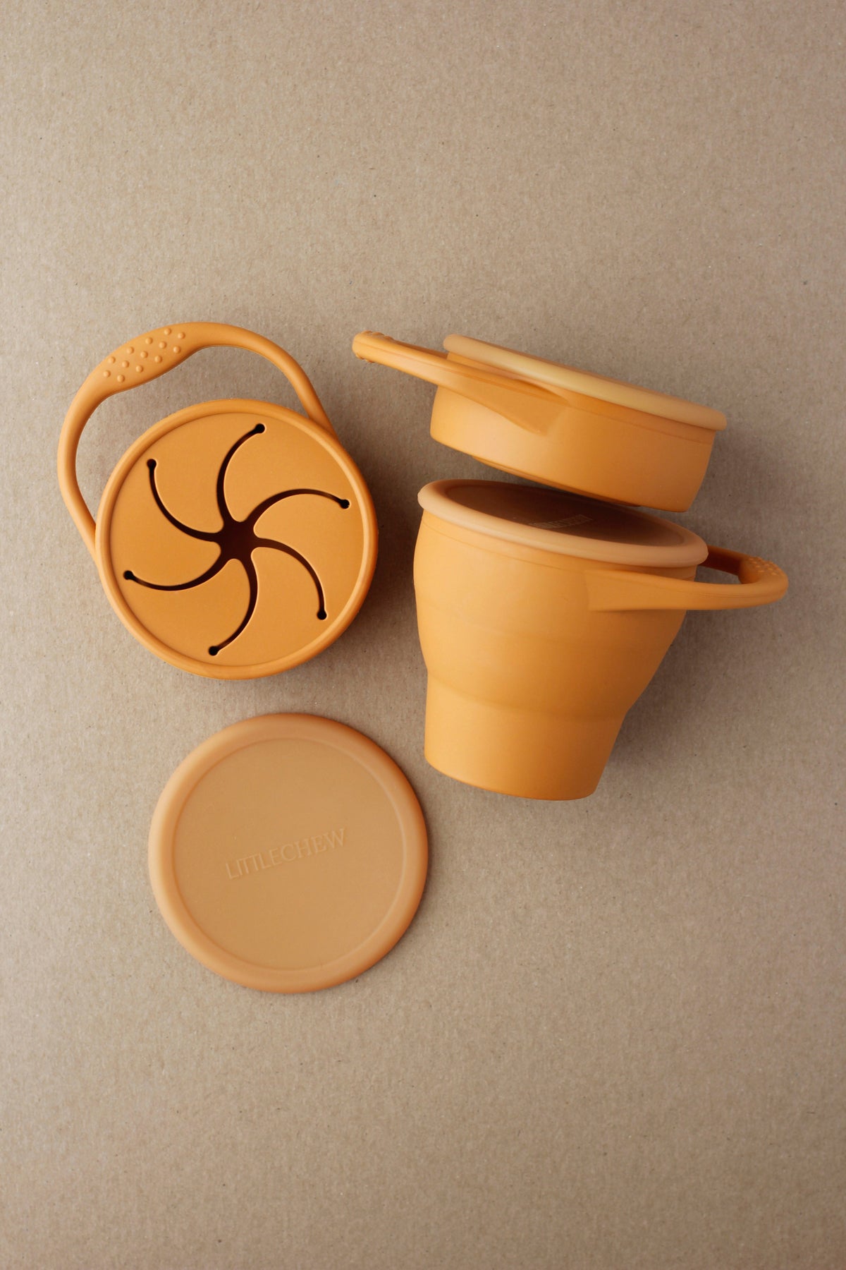 littleCHEW Foldable Silicone Snack Cup - Golden Ochre