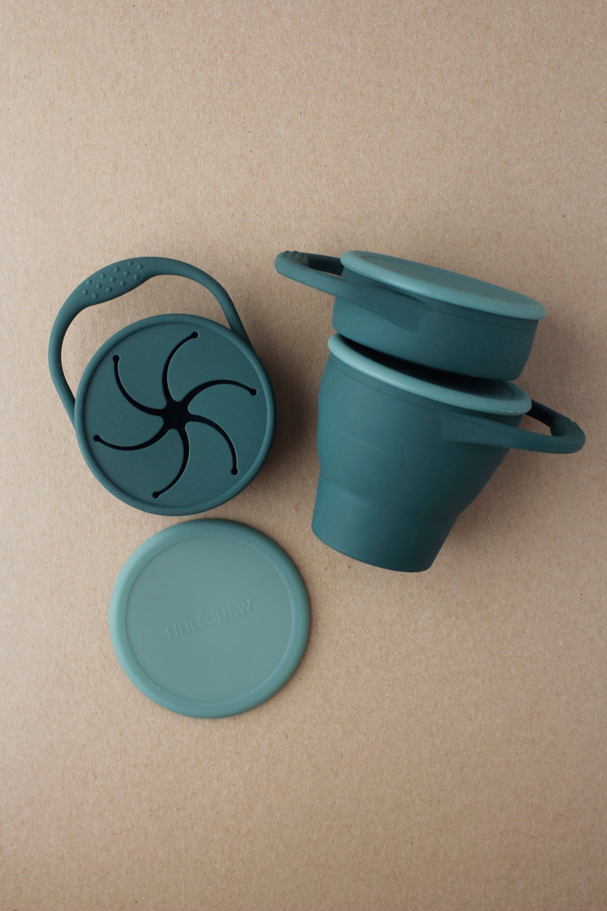 littleCHEW Foldable Silicone Snack Cup - Pine