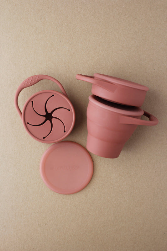 littleCHEW Foldable Silicone Snack Cup - Marsala